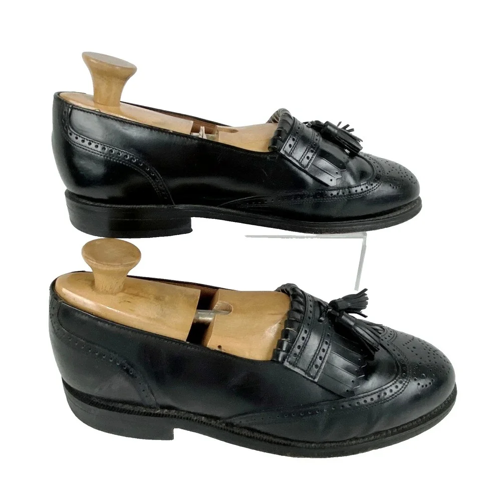 Bostonian Classics Leather Tassel Loafers Mens 8.5 EEE Extra Wide Wingtip Shoes